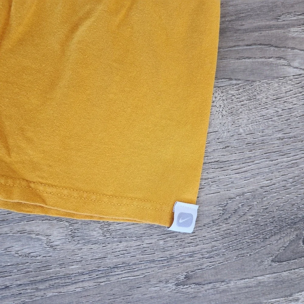 Vintage 90s Nike Center Swoosh T Shirt Yellow Size XL Grey Tag USA Fabric